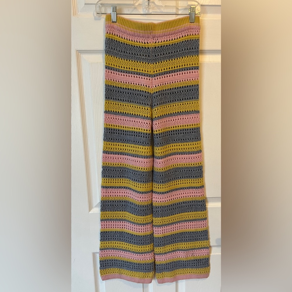 Crochet Striped Pants Cashmere/Merino Wool blend IZAAK AZANEI Size Small